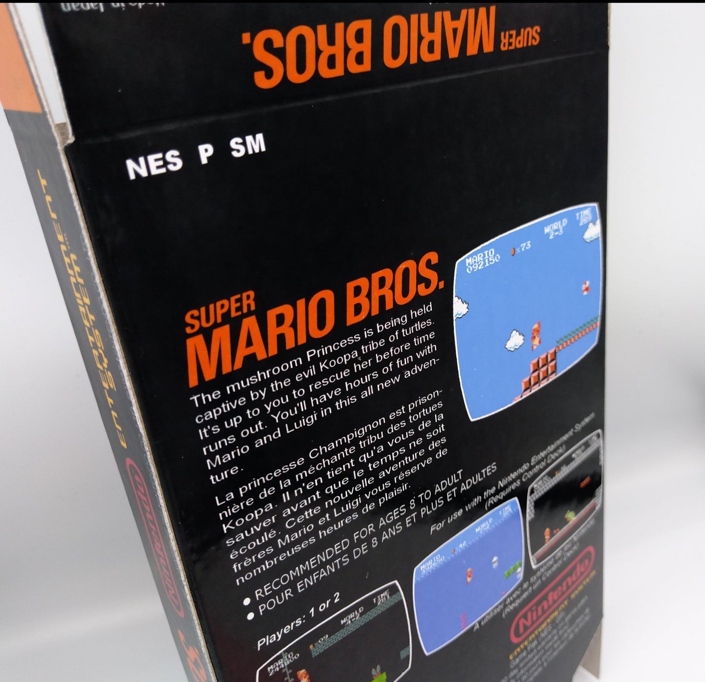 Super Mario Bros - Replacement Box, Manual, Dust Cover, Block - NTSC or PAL - NES - thick cardboard as in the original. Top Quality !