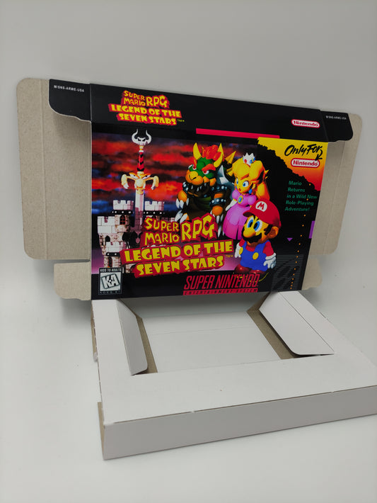 Super Mario RPG legends of the Seven Stars - box with inner tray option - Pal or NTSC - SNES - thick cardboard as in the original.