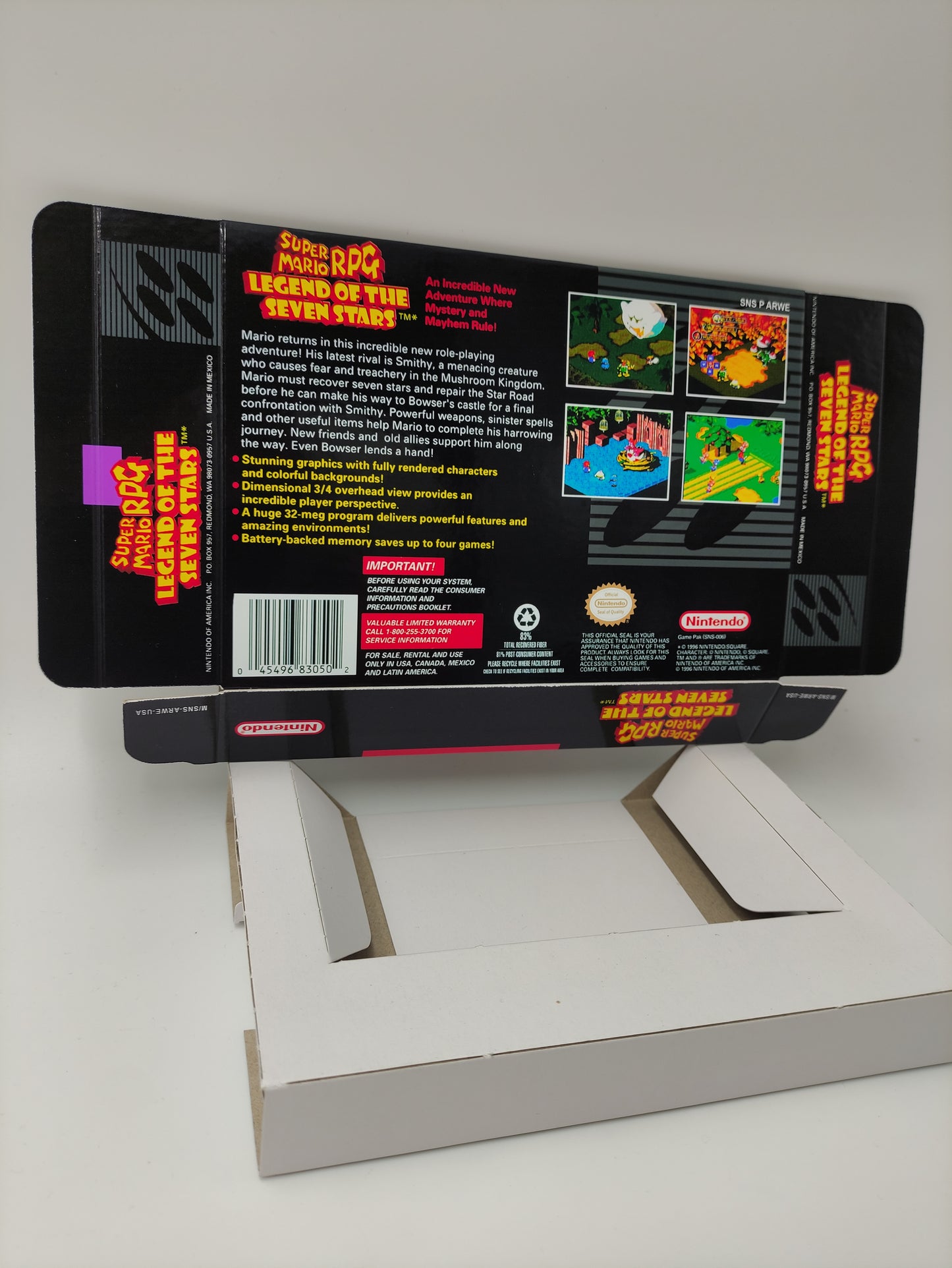 Super Mario RPG legends of the Seven Stars - box with inner tray option - Pal or NTSC - SNES - thick cardboard as in the original.