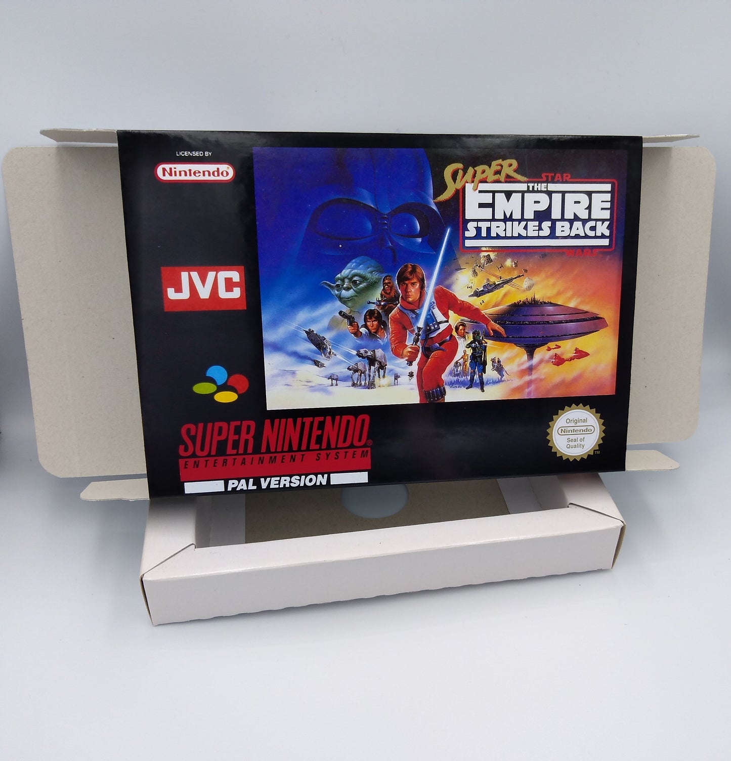 Super Star Wars Empire Strikes Back - box with inner tray option - PAL or NTSC - SNES - thick cardboard as in the original.