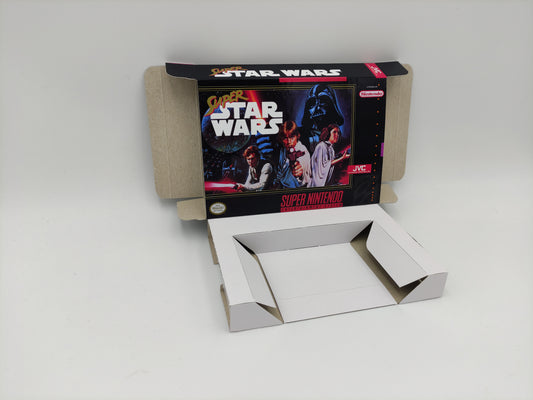 Super Star Wars - box with inner tray option - PAL or NTSC - Super Nintendo/ SNES- thick cardboard. Top Quality !