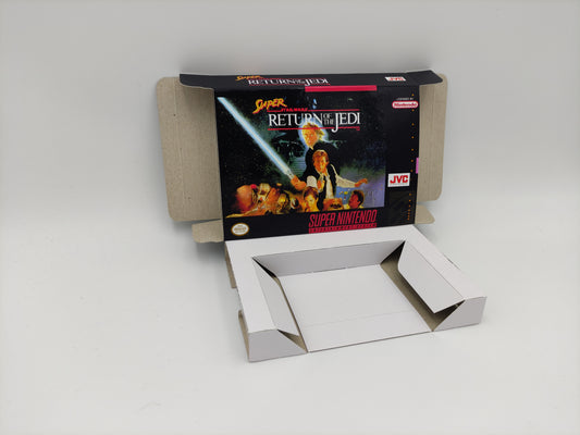 Super Star Wars Return of the Jedi - NTSC or PAL -box with inner tray option - SNES - thick cardboard as in the original.