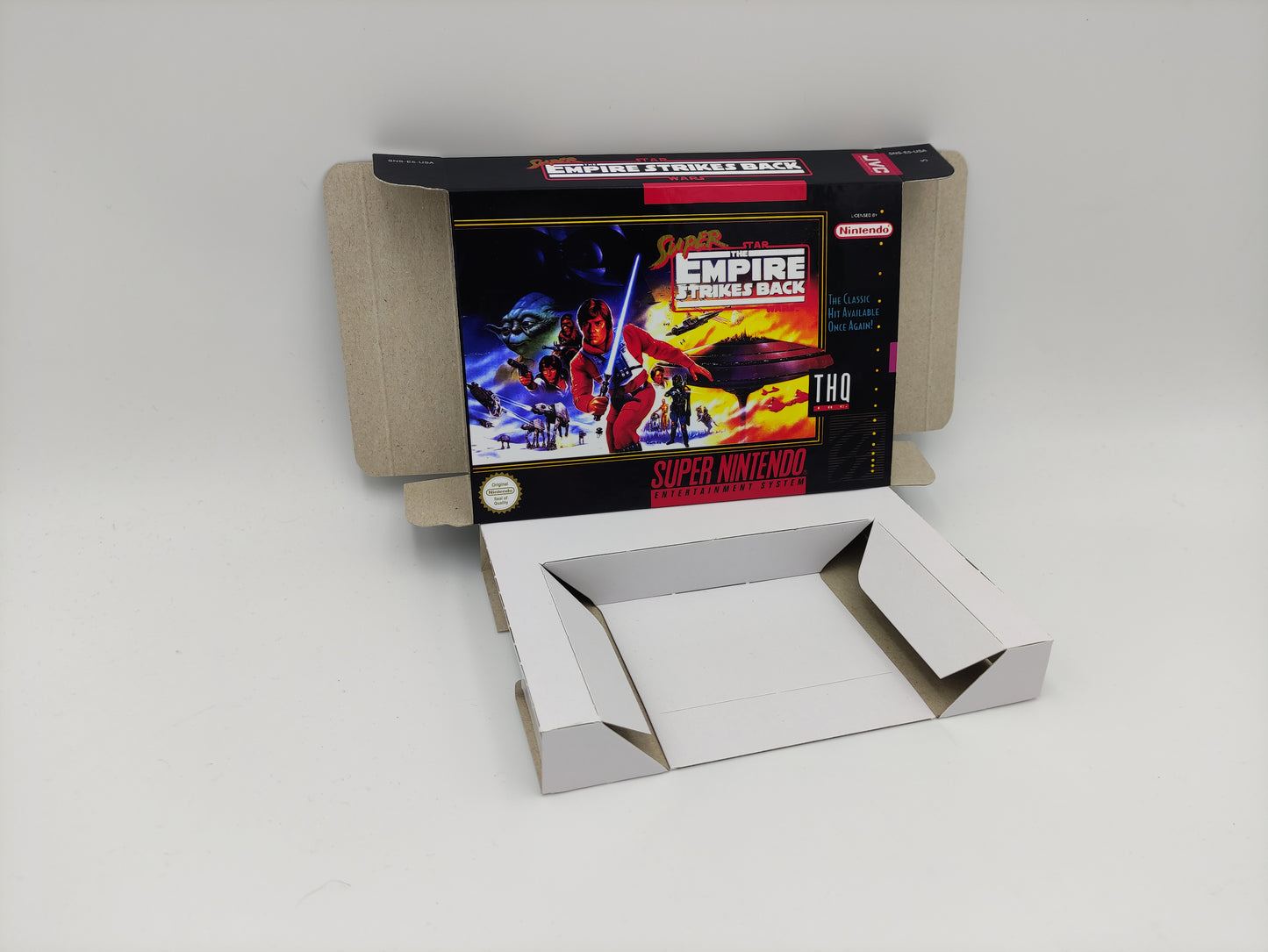 Super Star Wars Empire Strikes Back - box with inner tray option - PAL or NTSC - SNES - thick cardboard as in the original.