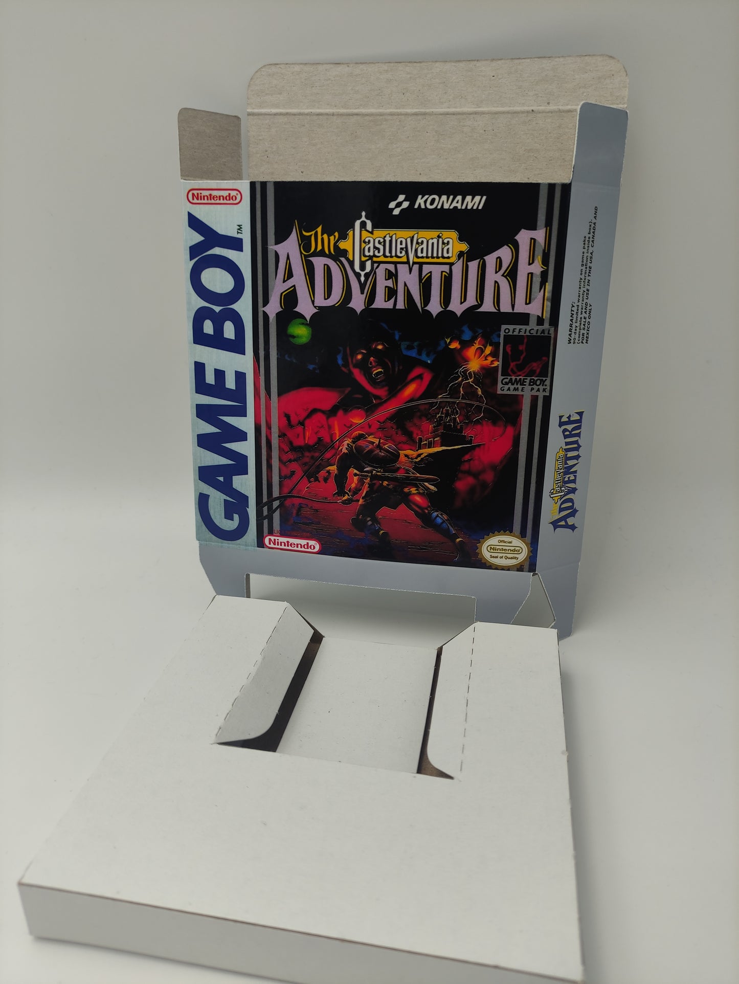 The Castlevania Adventure - Replacement Box, Manual, Inner Tray - PAL or NTSC - Game Boy/ GB - thick cardboard. Top Quality !