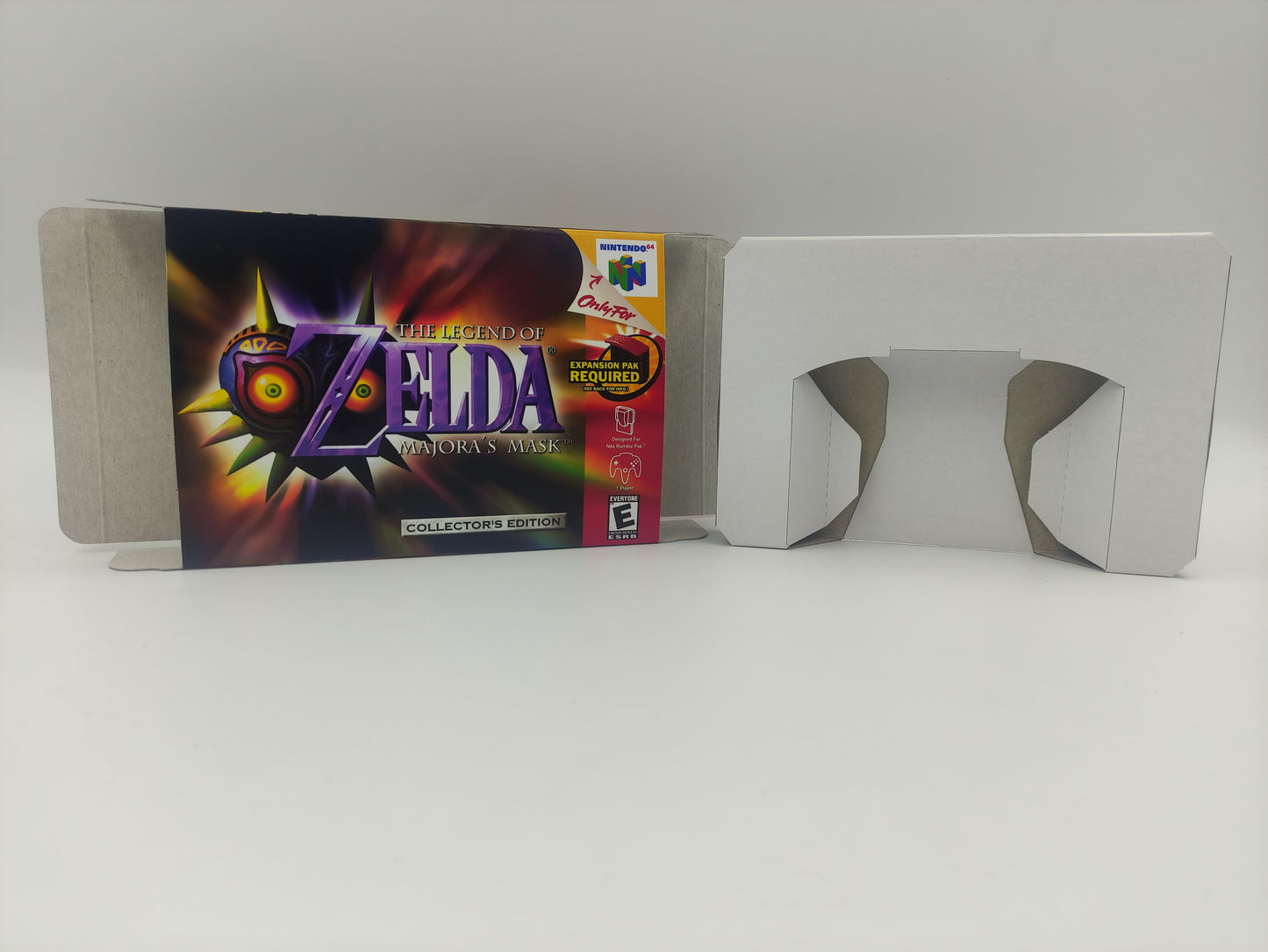 The Legend of Zelda Majoras Mask - NTSC, PAL or Australian PAL - N64- Box replacement, Manual, Inner Tray - thick cardboard as in the original.