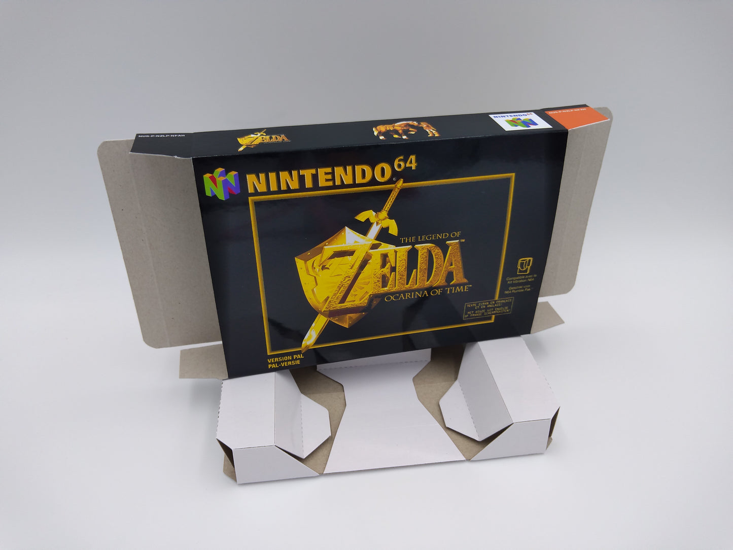 The Legend of Zelda Ocarina of Time - Replacement Box, Manual, Inner Tray - NTSC, PAL or Australian PAL - Nintendo 64 - thick cardboard.