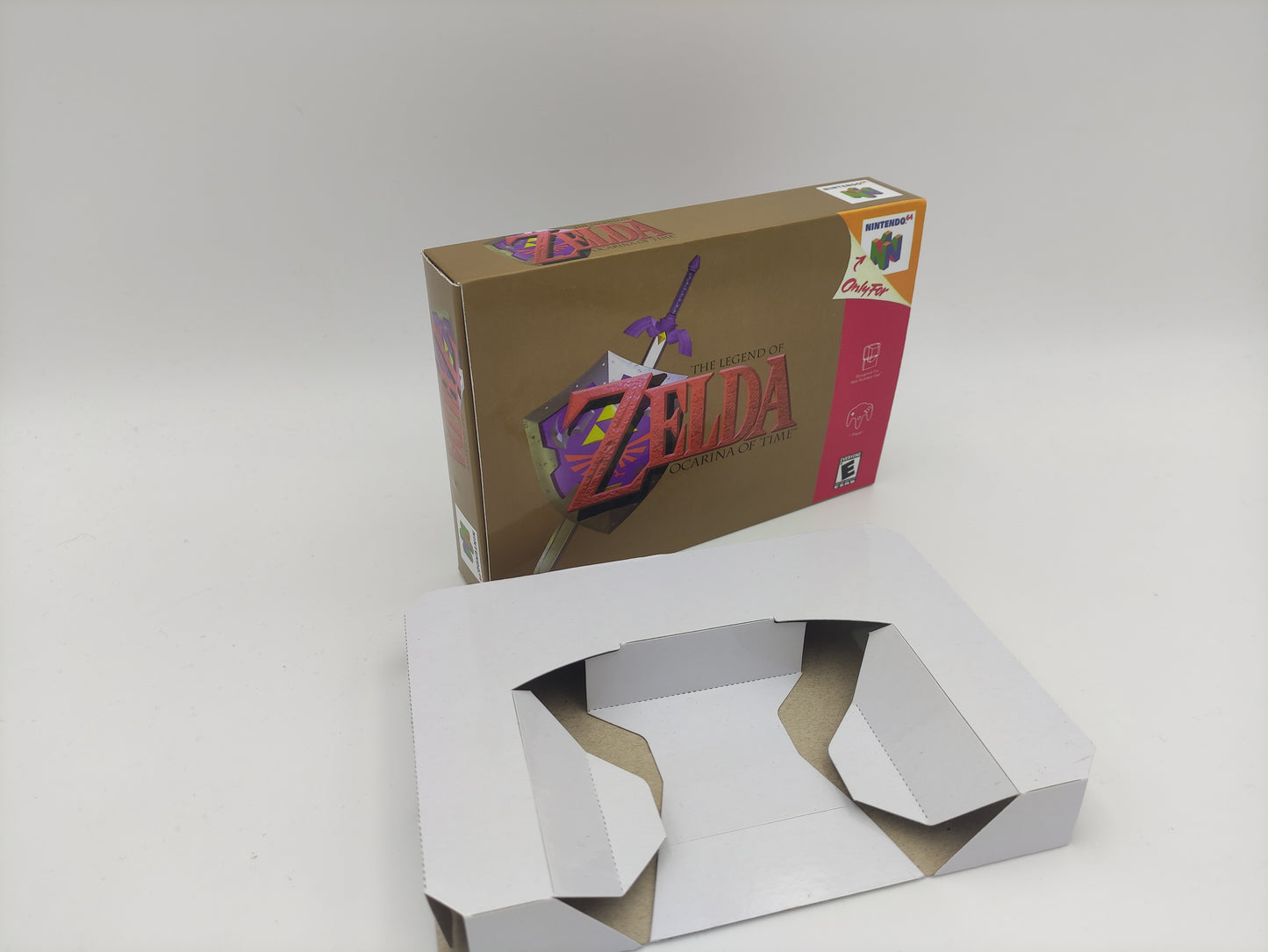 The Legend of Zelda Ocarina of Time - Replacement Box, Manual, Inner Tray - NTSC, PAL or Australian PAL - Nintendo 64 - thick cardboard.