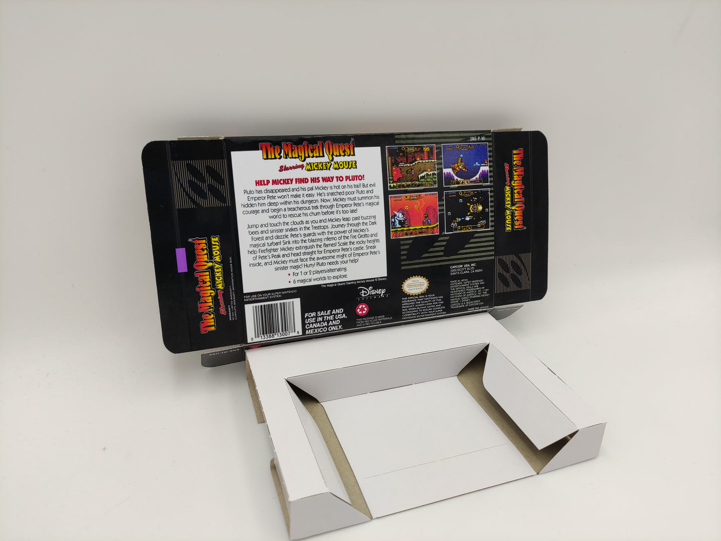 The Magical Quest starring Mickey Mouse - box with inner tray option - PAL or NTSC Region - Super Nintendo/ SNES- thick cardboard.