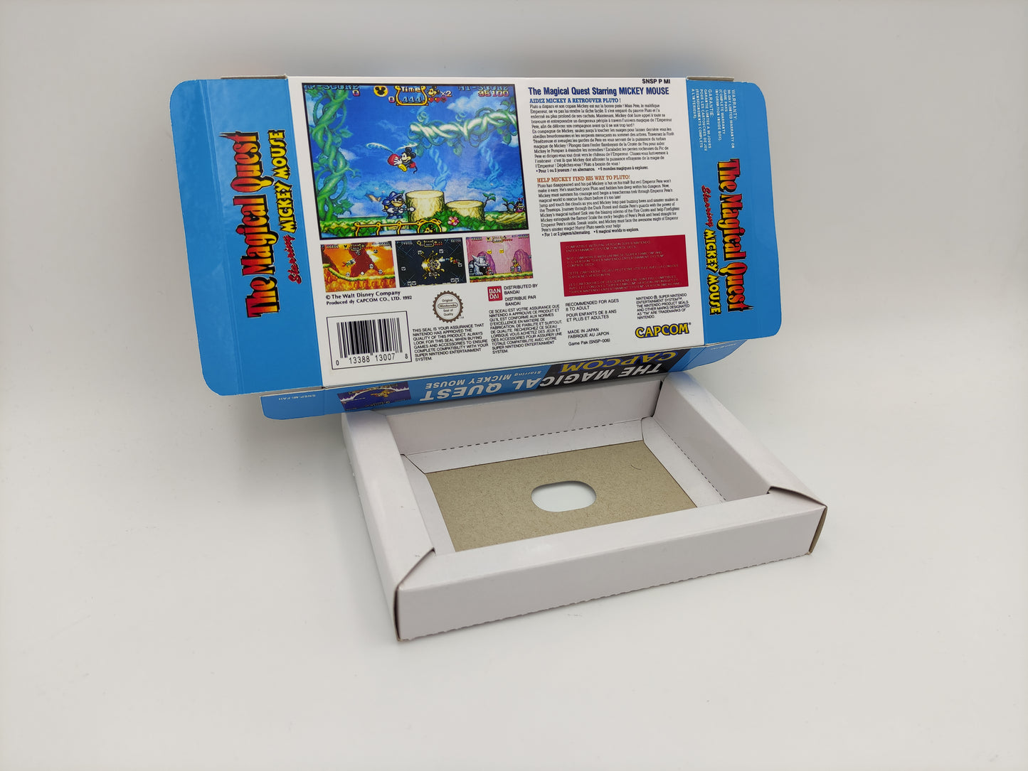 The Magical Quest starring Mickey Mouse - box with inner tray option - PAL or NTSC Region - Super Nintendo/ SNES- thick cardboard.