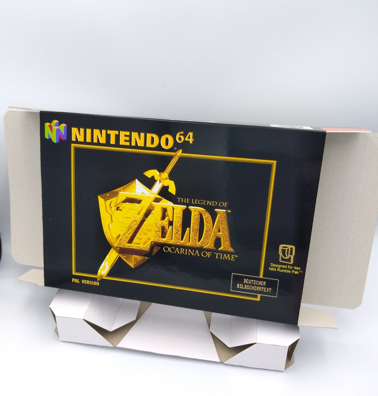 The Legend of Zelda Ocarina of Time - Replacement Box, Manual, Inner Tray - NTSC, PAL or Australian PAL - Nintendo 64 - thick cardboard.