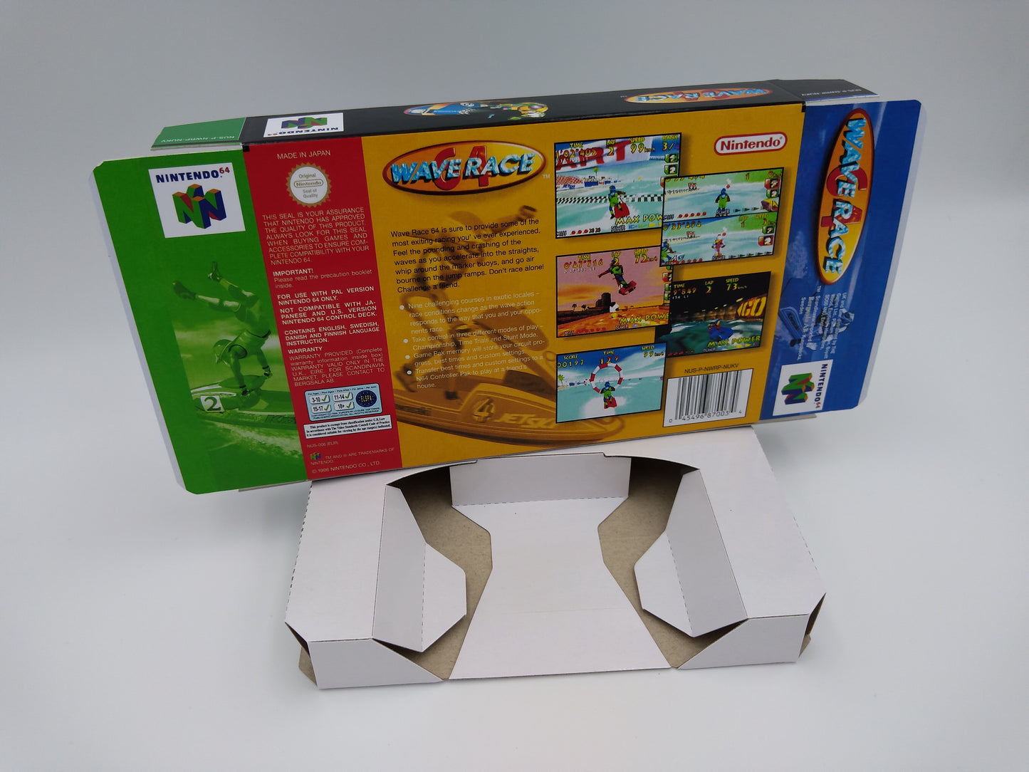 Wave Race - box with inner tray option - NTSC, PAL or Australian PAL - Nintendo 64 - thick cardboard. Top Quality !!